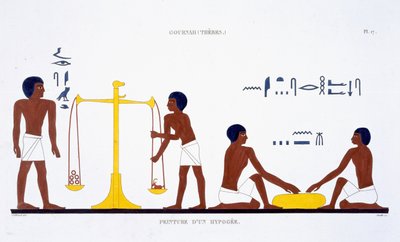 Todesrituale (Thema unklar), aus einem seltenen Bericht über Fresken aus Theben, aufgezeichnet 1819-1822 bei seinem zweiten Besuch in Ägypten von Frederic Cailliaud (1787-1869) von Frederic (after) Cailliaud