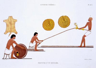 Gerber und Seilmacher, aus einem seltenen Bericht über Fresken aus Theben, aufgezeichnet 1819-1822 bei seinem zweiten Besuch in Ägypten von Frederic Cailliaud von Frederic (after) Cailliaud