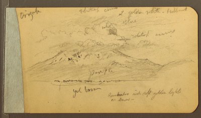 Zeichnung, Wolkenbedeckte Berge, 1889 von Frederic Edwin Church