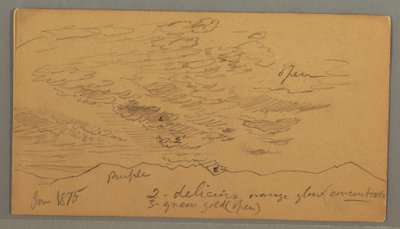 Zeichnung, Wolke über Hügeln, Januar 1875 von Frederic Edwin Church