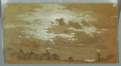 Bewölkter Himmel über einem bewaldeten Grat, Niagara, möglicherweise 1858 von Frederic Edwin Church
