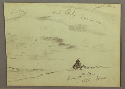 Zeichnung, Wolkiger Himmel, Hügel, 1870 von Frederic Edwin Church