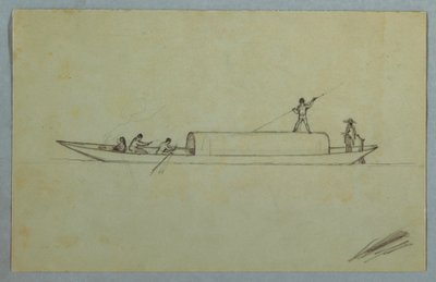 Zeichnung, Bedecktes Kanu, wahrscheinlich Südamerika, 1853 oder 1857 von Frederic Edwin Church