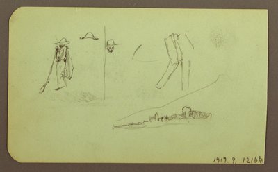 Zeichnung, Fabrik; Verso: Figuren, 1883 von Frederic Edwin Church
