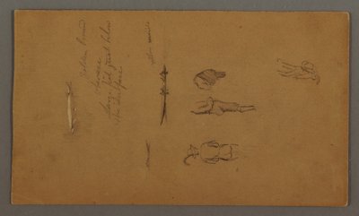 Zeichnung, Figurenstudien, Figur im Boot, Fisch, möglicherweise 1868 von Frederic Edwin Church