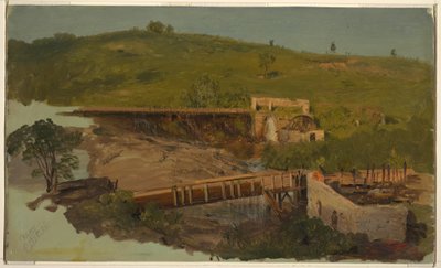 Hügel mit Viadukten und Ruinenmühlen, in der Nähe von Catskill, New York, ca. 1865 von Frederic Edwin Church