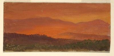 Zeichnung, Hudson Valley und ferne Berge bei Sonnenuntergang, Juni 1870 von Frederic Edwin Church