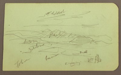 Zeichnung, Landschaft, Toluca; Rückseite: Berg, Kirche, 1883 von Frederic Edwin Church