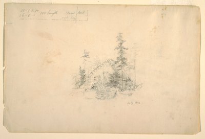 Blockhütte umgeben von Bäumen, Juli 1844 von Frederic Edwin Church