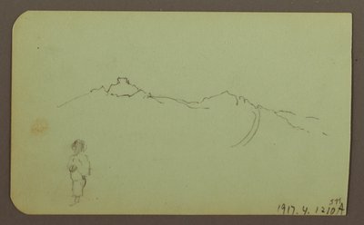 Zeichnung, Berglandschaft; Verso: Gebirgskette, Figur, 1883 von Frederic Edwin Church