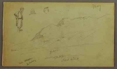Zeichnung, Gebirgskette, Figurenstudien, Mai möglicherweise 1868 von Frederic Edwin Church