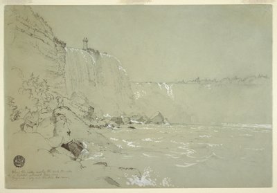 Zeichnung, Niagarafälle mit dem Terrapin Tower, 1856 von Frederic Edwin Church