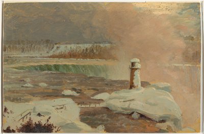 Zeichnung, Niagara-Fluss und Fälle im Schnee, März 1856 von Frederic Edwin Church