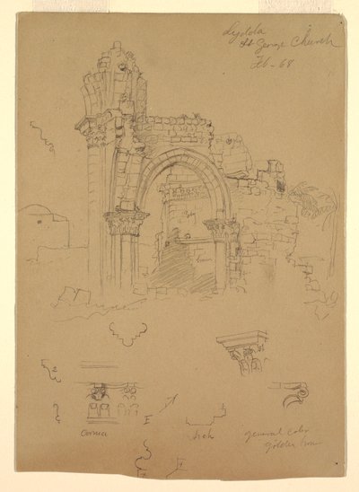 Ruinen der St.-Georgs-Kirche, Lydda [heutiges Lod], 7. Februar 1868 von Frederic Edwin Church