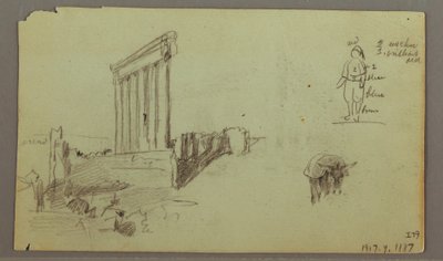 Zeichnung, Tempel des Jupiter bei Sonnenaufgang, Baalbek, 7. Mai 1868 von Frederic Edwin Church