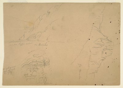 Drei Skizzen von steilen Bergufern der Donau, 1868 von Frederic Edwin Church