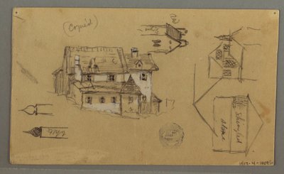 Zeichnung, Holzhaus, Himmel, Österreich, 1. August 1868 von Frederic Edwin Church