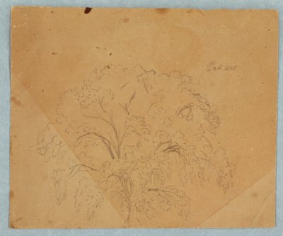 Baum; Rückseite: Ansicht einer Kirche, zwei englische Frauen von 1636, Studie eines Pferdes, Oktober 1845 von Frederic Edwin Church