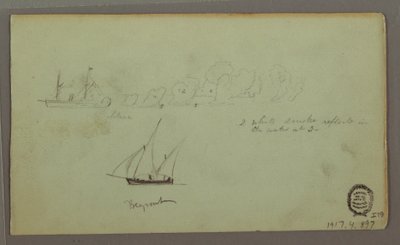 Zwei Studien von Fischern mit Ruten und Fackeln, April 1868 von Frederic Edwin Church