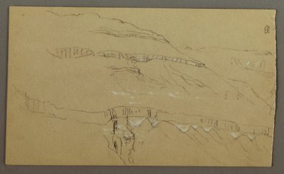 El Yemen Tal, Arabien: Felswand mit oberem Teil, der einer Säulenreihe ähnelt von Frederic Edwin Church