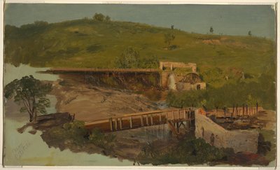 Hügel mit Viadukten und Ruinenmühlen, bei Catskill, New York von Frederic Edwin Church