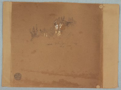 Niagara in der Nähe des Strudels mit Bäumen und einem Felsen von Frederic Edwin Church