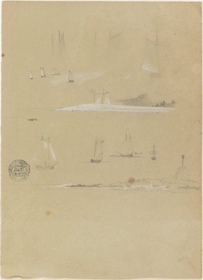 Studien von Segelschiffen und Küstenlandschaften von Frederic Edwin Church