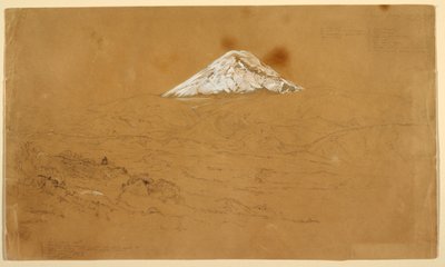 Ansicht des schneebedeckten Mount Chimborazo, gezeichnet in der Nähe von Guanojo und Guaranda, Ecuador von Frederic Edwin Church