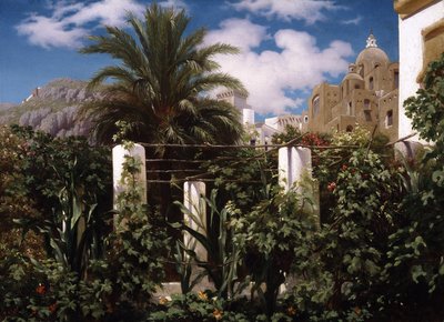 Garten eines Gasthauses, Capri von Frederic Leighton