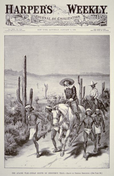 Apachen-Scouts führen Armeepatrouille auf der Jagd nach Geronimo (1829-1909) aus 