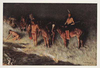 Feuer auf der Prärie, aus Colliers Weekly, 1908 von Frederic Remington