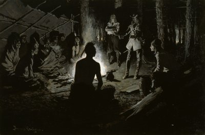 Rat des französischen Entdeckers mit den Indianern von Frederic Remington
