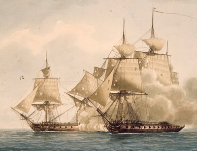 Kampf zwischen der französischen Fregatte Amazone und der britischen Fregatte Santa Marguerita in der Chesapeake Bay, 29. Juli von Frederic Roux