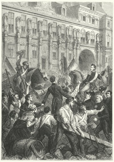Louis Philippe, Herzog von Orléans, auf dem Weg zum Hôtel de Ville, Paris von Frederic Theodore (after) Lix