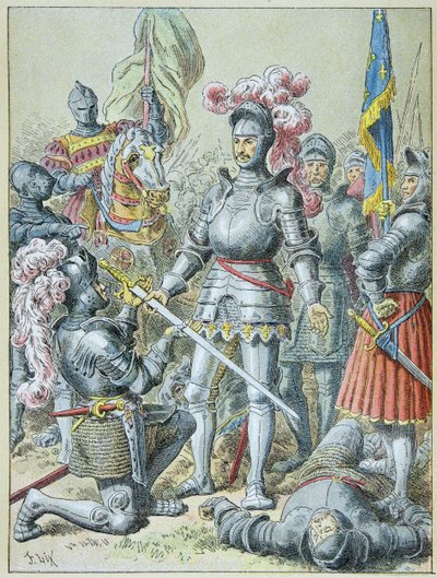 Schlacht von Pavia: Franz I., besiegt, übergibt sein Schwert dem Ritter Charles de Lannoy 1525 von Frederic Theodore Lix