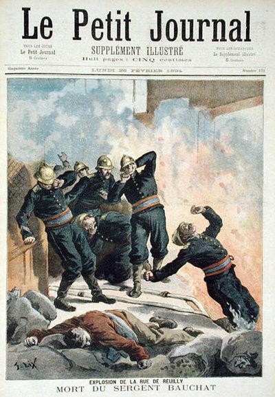 Explosion in der Rue de Reuilly und der Tod von Sergeant Bauchat, aus Le Petit Journal, 26. Februar 1894 von Frederic Theodore Lix