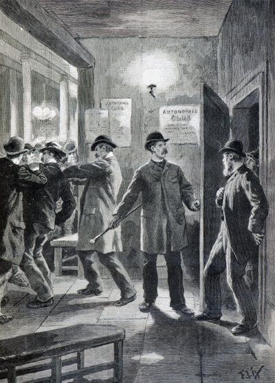 Polizeirazzia in einem anarchistischen Club, London von Frederic Theodore Lix