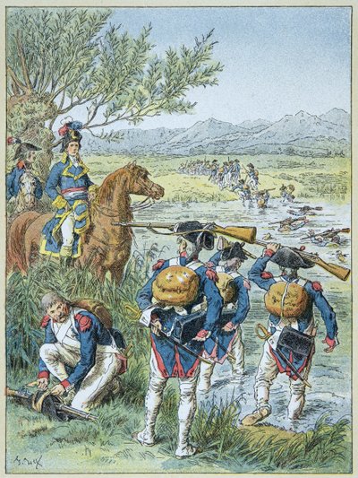 Zweite Schlacht von Zürich - Überquerung der Lintz im Jahr 1799 durch die Armee von Massena von Frederic Theodore Lix