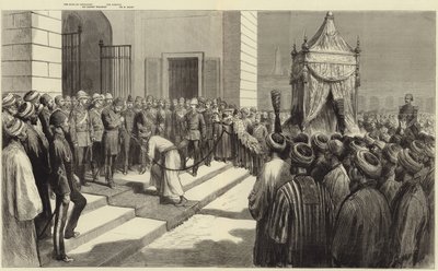 Der Khedive salutiert den heiligen Teppich in Kairo vor seiner Absendung nach Mekka von Frederic Villiers