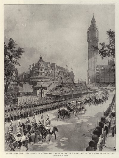 Krönungstag, die Szene auf dem Parliament Square bei der Ankunft des Prinzen von Wales von Frederic de Haenen