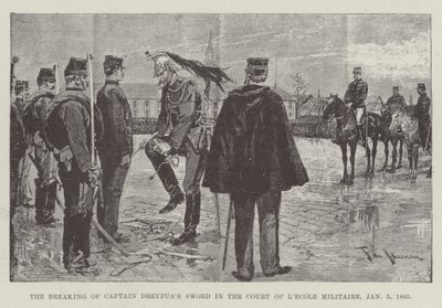 Das Zerbrechen des Schwertes von Hauptmann Dreyfus im Hof der Militärschule, 5. Januar 1895 von Frederic de Haenen