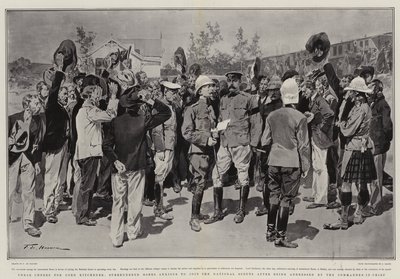 Drei Hochs auf Lord Kitchener, übergebene Buren wollen sich nach Ansprache des Oberbefehlshabers den National Scouts anschließen von Frederic de Haenen