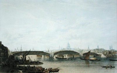 Ansicht der Southwark-Brücke, wie sie im Mai 1818 erschien, graviert von W. Bennett nach einer Zeichnung des Originals von W.H. Timms von Frederick (after) Nash