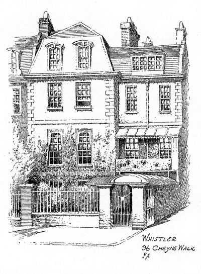 Whistlers Haus, 96 Cheyne Walk, Chelsea, London, 1912 von Frederick Adcock
