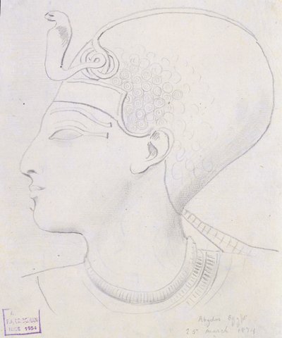 Studie eines Reliefs des Kopfes von Seti I. im Tempel von Seti I., Abydos von Frederick Arthur Bridgman