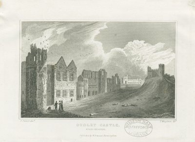 Dudley Castle - Der Bergfried (Stahlstich) von Frederick Calvert
