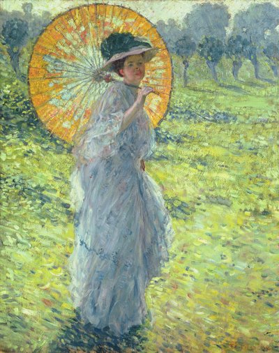 Frau mit Sonnenschirm, ca. 1906 von Frederick Carl Frieseke