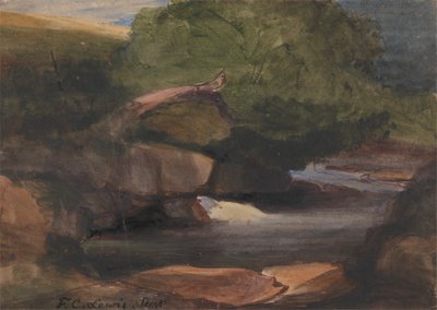 Bäume und ein felsiger Bach von Frederick Christian Lewis the Elder