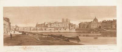 Blick auf Port Neuf, Teil des Louvre, Notre Dame & das College der Vier Nationen, 1803; Platte 7 aus Ansichten in Paris, das Emanuel-Volumen Nachzeichnung der Platte B1981.25.2616 von Frederick Christian Lewis the Elder