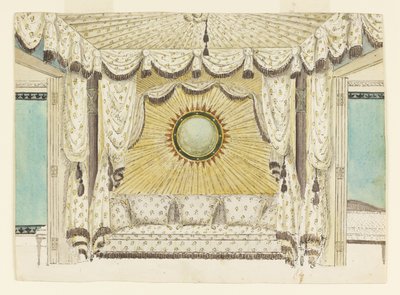 Design für ein Bett mit Zeltalkoven, wahrscheinlich für das Schlafzimmer oder Boudoir des Prinzen von Wales, Royal Pavilion von Frederick Crace